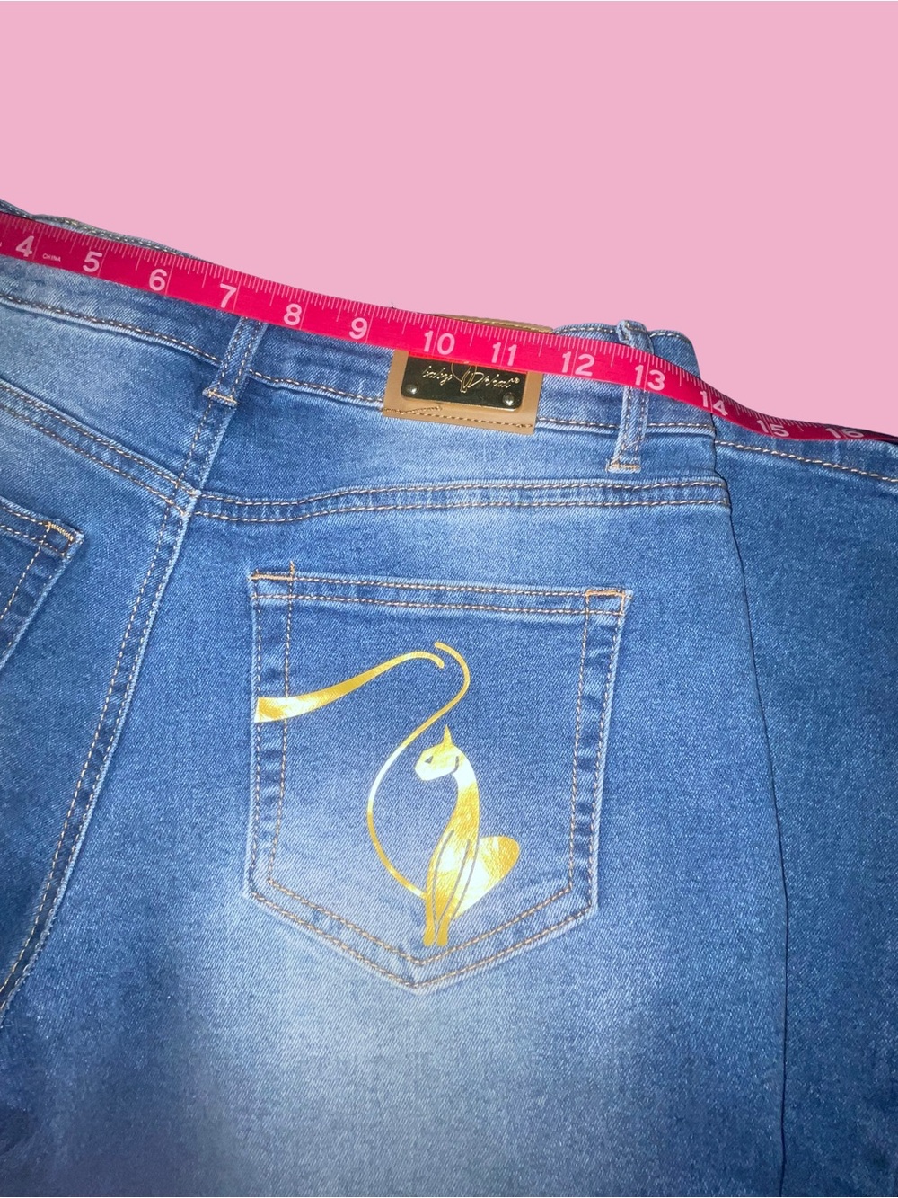 Baby Phat Blue Denim Wide-Leg Jeans with Gold Script• - Picture 2 of 8